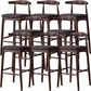 Scandinavian Upholstered Bar Stools Solid Wood Stool with Footrest