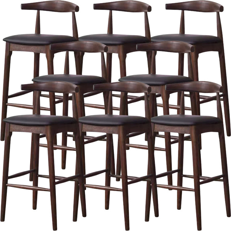 Scandinavian Upholstered Bar Stools Solid Wood Stool with Footrest