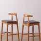 Scandinavian Upholstered Bar Stools Solid Wood Stool with Footrest