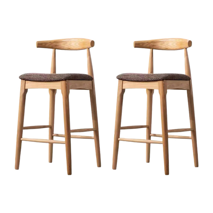 Scandinavian Upholstered Bar Stools Solid Wood Stool with Footrest