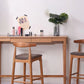 Scandinavian Upholstered Bar Stools Solid Wood Stool with Footrest