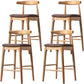 Scandinavian Upholstered Bar Stools Solid Wood Stool with Footrest
