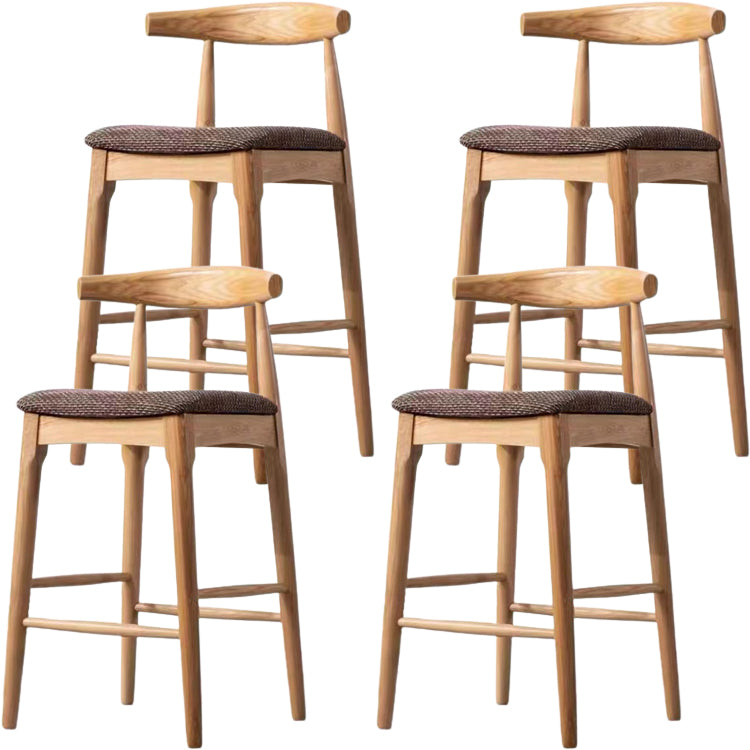Scandinavian Upholstered Bar Stools Solid Wood Stool with Footrest