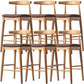 Scandinavian Upholstered Bar Stools Solid Wood Stool with Footrest