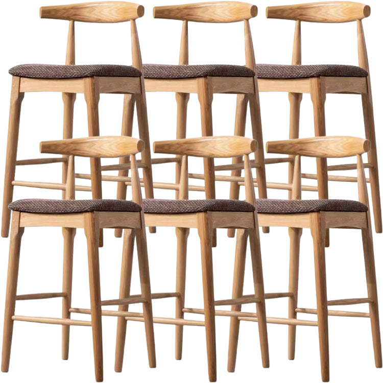 Scandinavian Upholstered Bar Stools Solid Wood Stool with Footrest