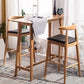 Scandinavian Upholstered Bar Stools Solid Wood Stool with Footrest