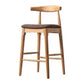 Scandinavian Upholstered Bar Stools Solid Wood Stool with Footrest