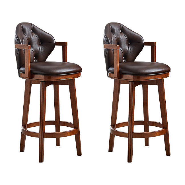 Scandinavian Indoor Bar Stools Solid Wood Armed Stool with Footrest