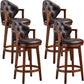 Scandinavian Indoor Bar Stools Solid Wood Armed Stool with Footrest