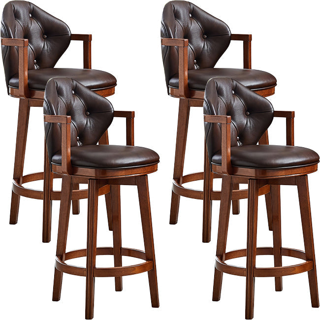Scandinavian Indoor Bar Stools Solid Wood Armed Stool with Footrest