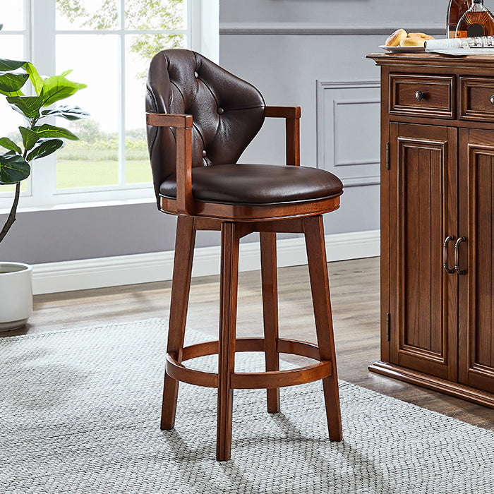 Scandinavian Indoor Bar Stools Solid Wood Armed Stool with Footrest