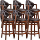 Scandinavian Indoor Bar Stools Solid Wood Armed Stool with Footrest