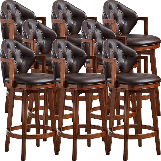 Scandinavian Indoor Bar Stools Solid Wood Armed Stool with Footrest