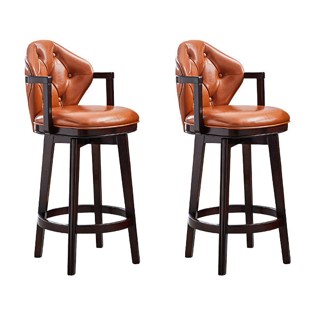 Scandinavian Indoor Bar Stools Solid Wood Armed Stool with Footrest