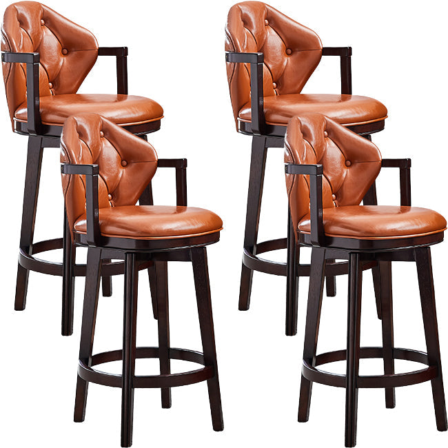 Scandinavian Indoor Bar Stools Solid Wood Armed Stool with Footrest