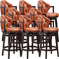 Scandinavian Indoor Bar Stools Solid Wood Armed Stool with Footrest
