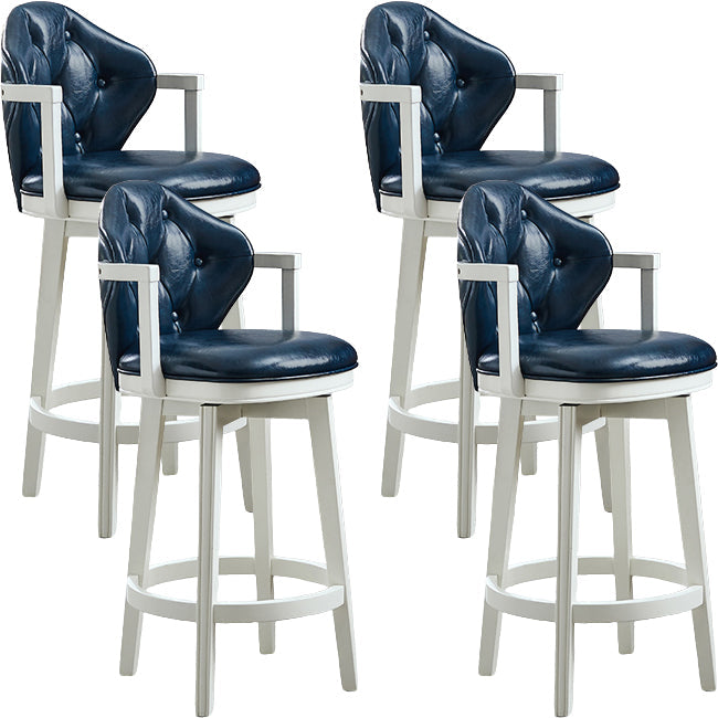 Scandinavian Indoor Bar Stools Solid Wood Armed Stool with Footrest