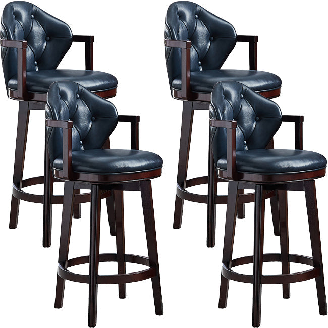 Scandinavian Indoor Bar Stools Solid Wood Armed Stool with Footrest