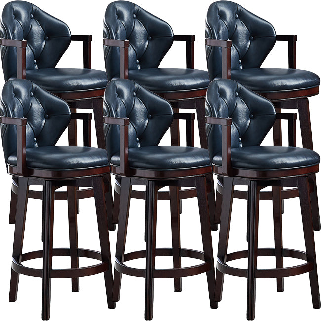 Scandinavian Indoor Bar Stools Solid Wood Armed Stool with Footrest