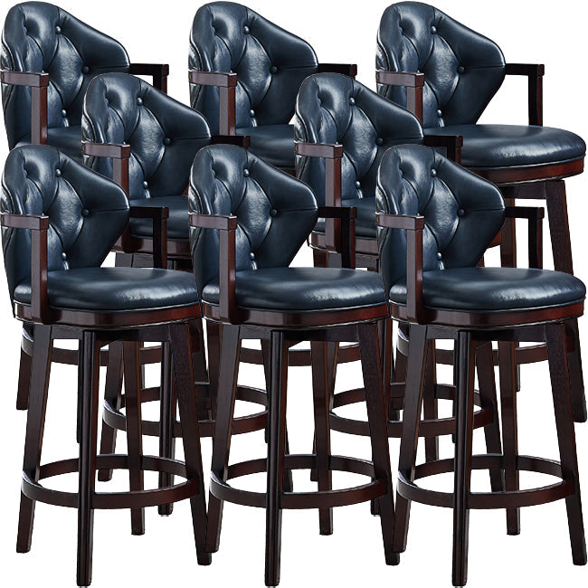 Scandinavian Indoor Bar Stools Solid Wood Armed Stool with Footrest