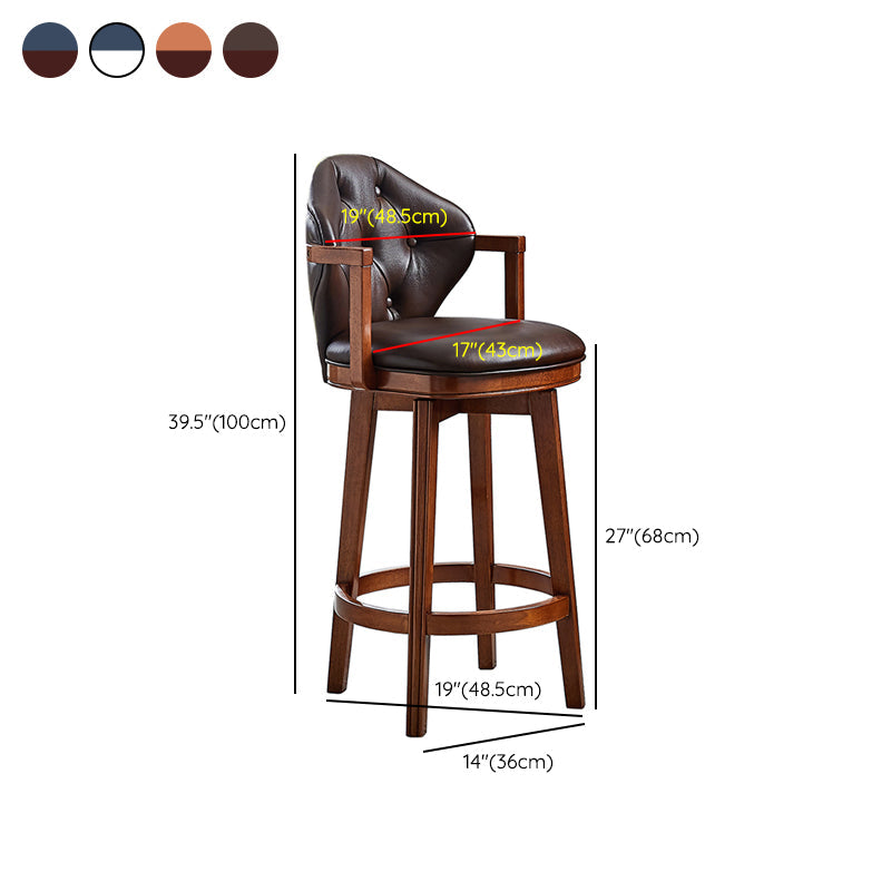Scandinavian Indoor Bar Stools Solid Wood Armed Stool with Footrest
