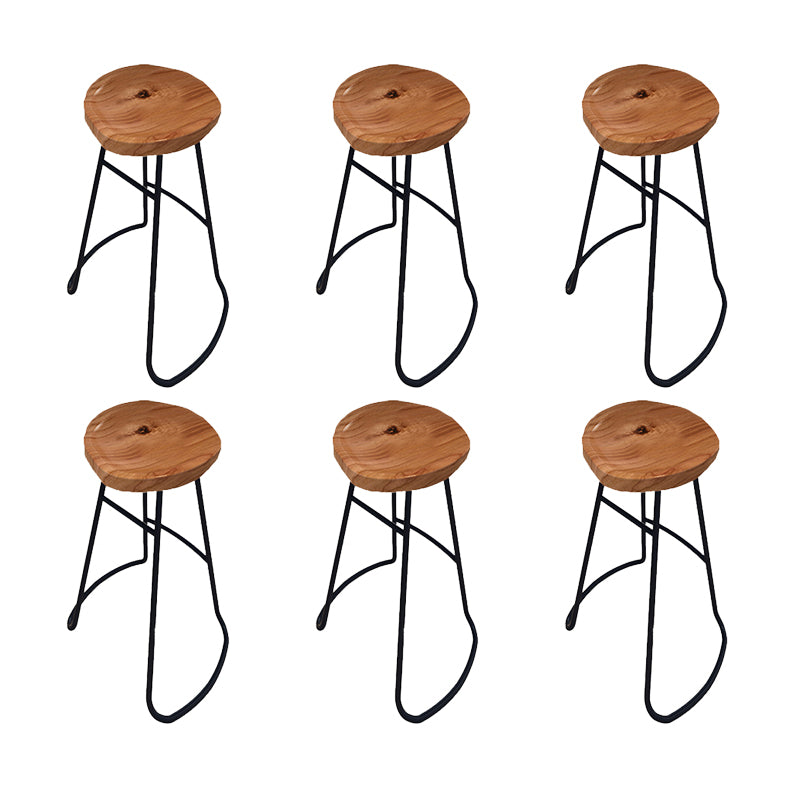 Solid Wood Bar Stools Modern Backless Dining Stools with Footrest 6 Piece Set Clearhalo 'Bar Furniture' 'Bar Stools' 'bar_stools' 'furn' 'furn_bar_stools' 'Furniture' 'Kitchen & Dining Furniture' 7263610