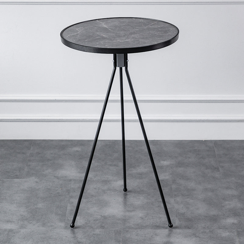Modern Round Bar Table Artificial Wood Table Metal Base for Balcony 19.7"L x 19.7"W x 41.3"H Black Without Chairs Clearhalo 'Bar Furniture' 'Bar Tables' 'bar_tables' 'furn' 'furn_bar_tables' 'Furniture' 'Kitchen & Dining Furniture' 7263723