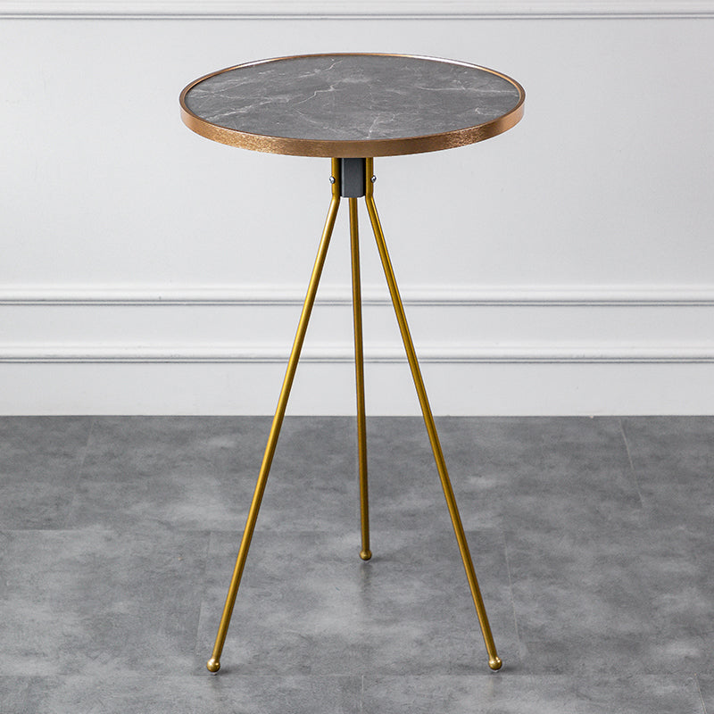 Modern Round Bar Table Artificial Wood Table Metal Base for Balcony 19.7"L x 19.7"W x 41.3"H Gold Without Chairs Clearhalo 'Bar Furniture' 'Bar Tables' 'bar_tables' 'furn' 'furn_bar_tables' 'Furniture' 'Kitchen & Dining Furniture' 7263724
