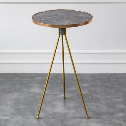Modern Round Bar Table Artificial Wood Table Metal Base for Balcony 19.7"L x 19.7"W x 41.3"H Gold Without Chairs Clearhalo 'Bar Furniture' 'Bar Tables' 'bar_tables' 'furn' 'furn_bar_tables' 'Furniture' 'Kitchen & Dining Furniture' 7263724