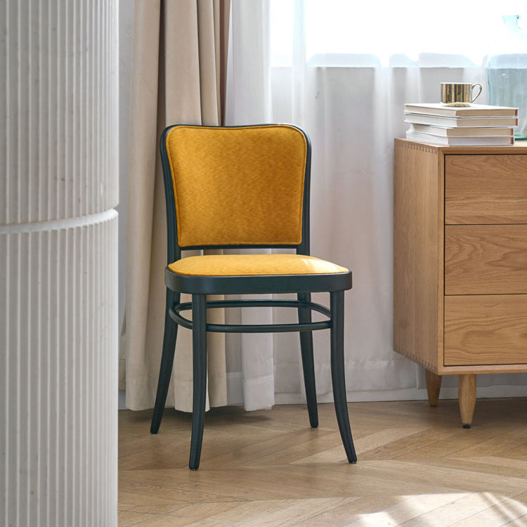 Silla de silla sin brazo tapizada moderna silla lateral de comedor de madera maciza