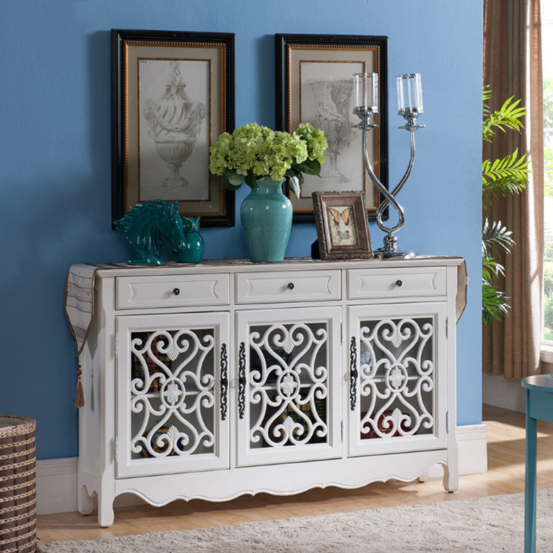 Industrial Cabriole Legs Storage Cabinet Solid Wood Storage Cabinet 60"L x 12"W x 36"H White Clearhalo 'Cabinets & Chests' 'cabinets_chests' 'furn' 'furn_cabinets_chests' 'Furniture' 'Living Room Furniture' 7264427