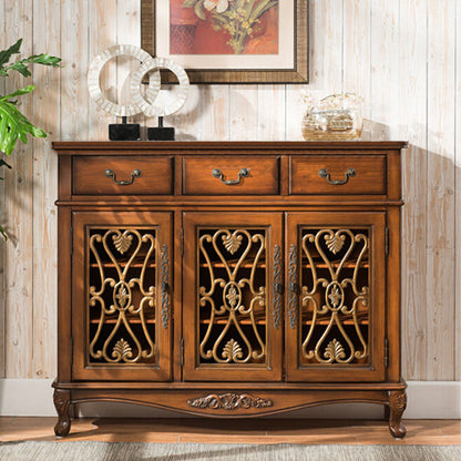 Industrial Cabriole Legs Storage Cabinet Solid Wood Storage Cabinet 47"L x 14"W x 39"H Brown Clearhalo 'Cabinets & Chests' 'cabinets_chests' 'furn' 'furn_cabinets_chests' 'Furniture' 'Living Room Furniture' 7264429