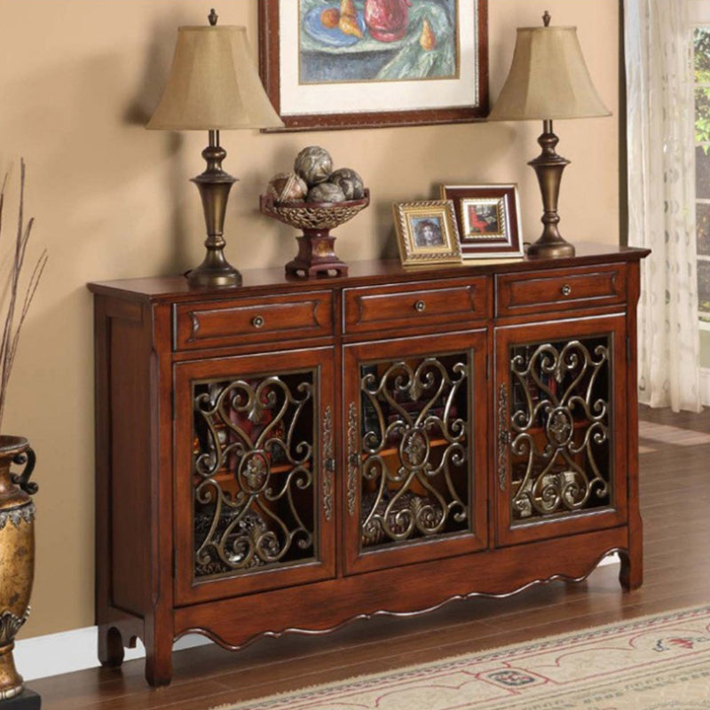 Industrial Cabriole Legs Storage Cabinet Solid Wood Storage Cabinet 60"L x 12"W x 36"H Brown Clearhalo 'Cabinets & Chests' 'cabinets_chests' 'furn' 'furn_cabinets_chests' 'Furniture' 'Living Room Furniture' 7264432