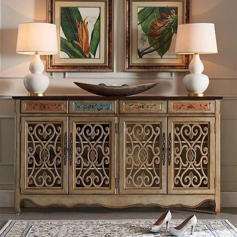 Industrial Cabriole Legs Storage Cabinet Solid Wood Storage Cabinet 70.9"L x 13.8"W x 39.4"H Champagne Gold Clearhalo 'Cabinets & Chests' 'cabinets_chests' 'furn' 'furn_cabinets_chests' 'Furniture' 'Living Room Furniture' 7264437