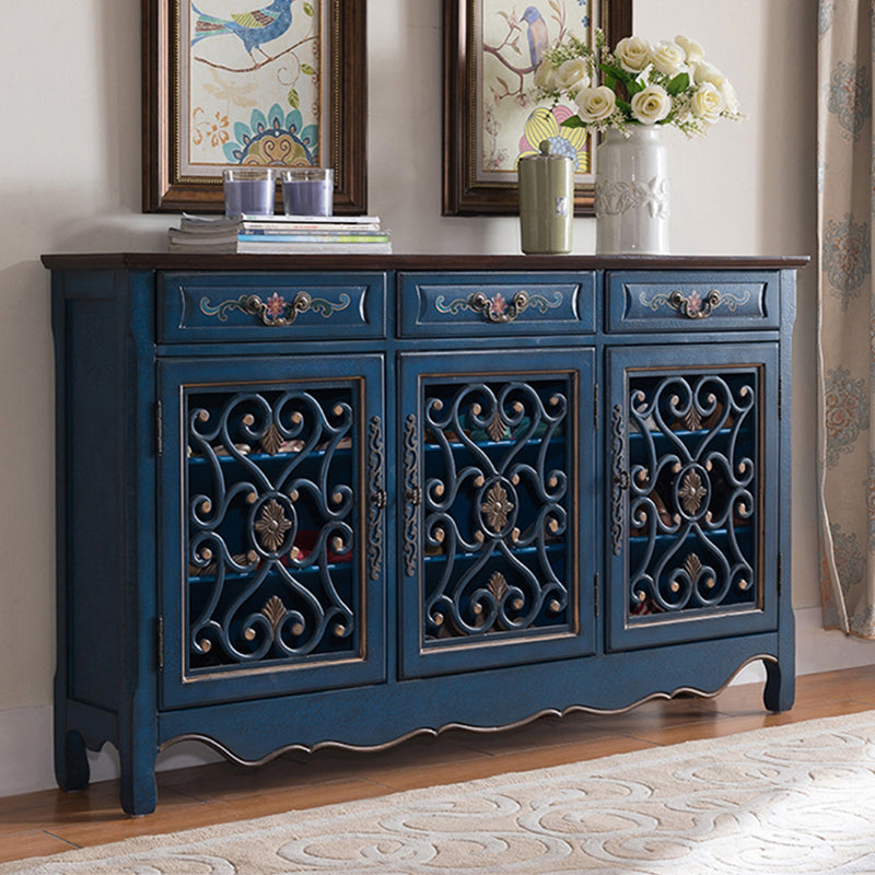 Industrial Cabriole Legs Storage Cabinet Solid Wood Storage Cabinet 60"L x 12"W x 36"H Blue Clearhalo 'Cabinets & Chests' 'cabinets_chests' 'furn' 'furn_cabinets_chests' 'Furniture' 'Living Room Furniture' 7264440