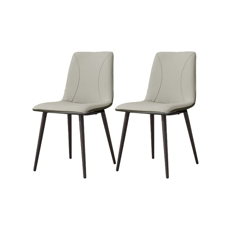 Modern Style Dining Chair Leather Low Back Side Chair for Dining Room Grey 2 Piece Set Clearhalo 'Dining Chairs' 'Dining Tables & Seating' 'dining_chair' 'furn' 'furn_dining_chair' 'Furniture' 'Kitchen & Dining Furniture' 7264560