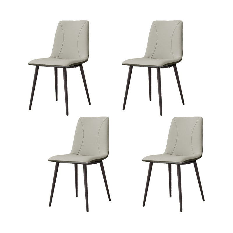 Modern Style Dining Chair Leather Low Back Side Chair for Dining Room Grey 4 Piece Set Clearhalo 'Dining Chairs' 'Dining Tables & Seating' 'dining_chair' 'furn' 'furn_dining_chair' 'Furniture' 'Kitchen & Dining Furniture' 7264561