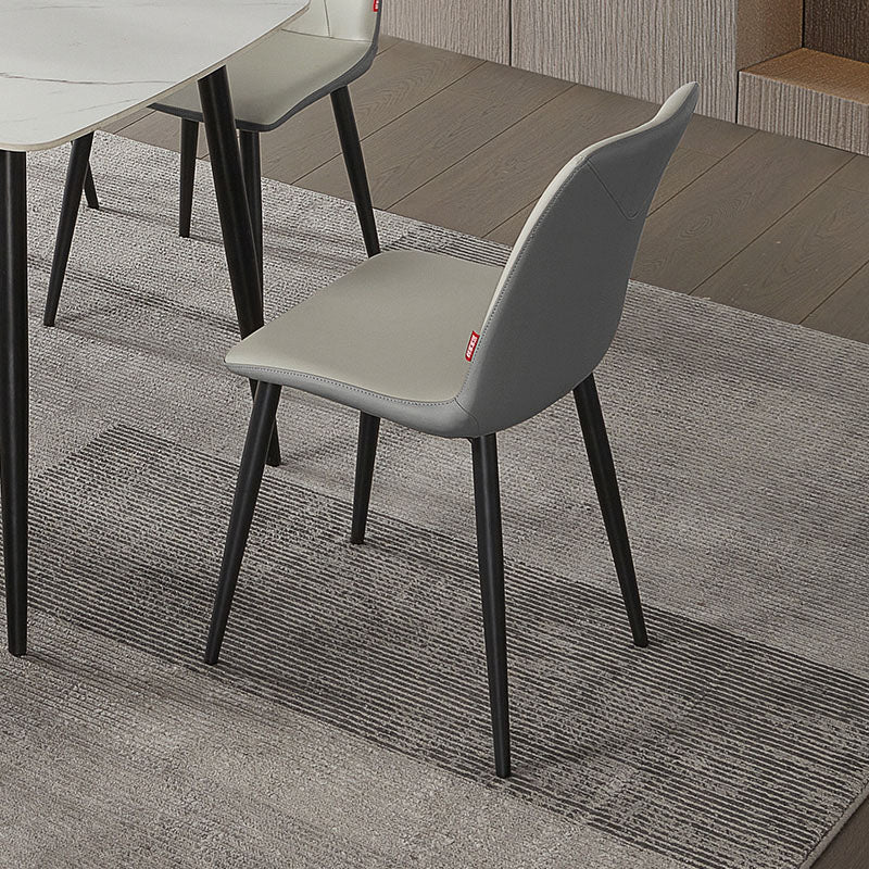 Modern Style Dining Chair Leather Low Back Side Chair for Dining Room