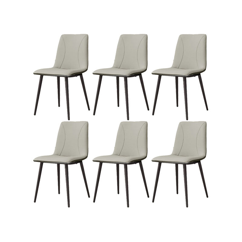 Modern Style Dining Chair Leather Low Back Side Chair for Dining Room Grey 6 Piece Set Clearhalo 'Dining Chairs' 'Dining Tables & Seating' 'dining_chair' 'furn' 'furn_dining_chair' 'Furniture' 'Kitchen & Dining Furniture' 7264564