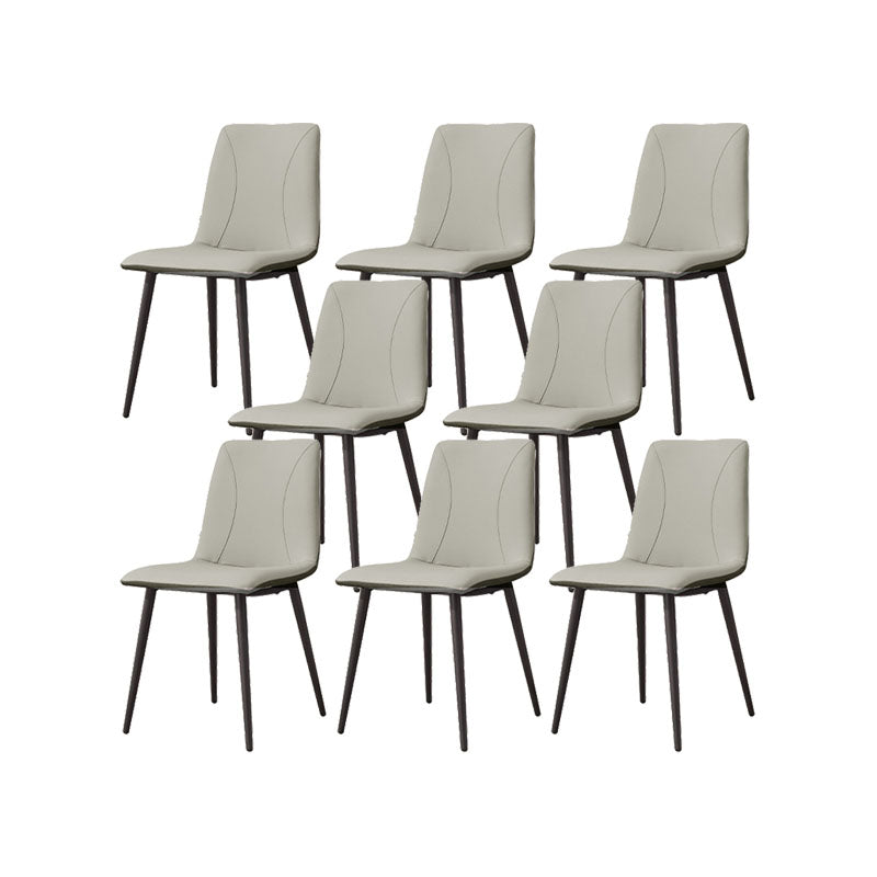 Modern Style Dining Chair Leather Low Back Side Chair for Dining Room Grey 8 Piece Set Clearhalo 'Dining Chairs' 'Dining Tables & Seating' 'dining_chair' 'furn' 'furn_dining_chair' 'Furniture' 'Kitchen & Dining Furniture' 7264566