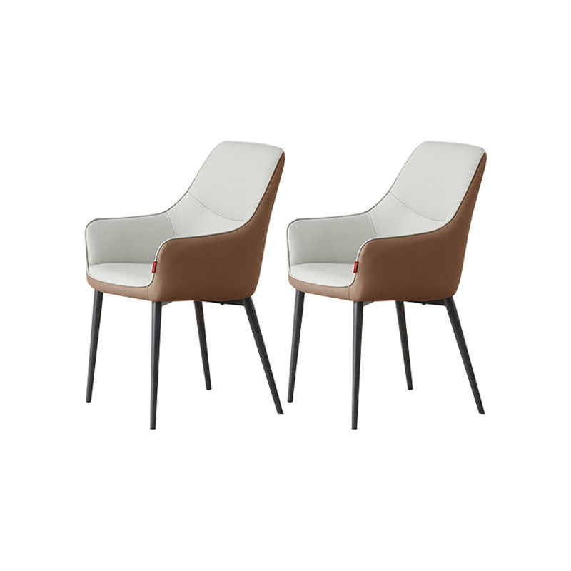 Modern Style Dining Chair Leather Low Back Side Chair for Dining Room Brown White 2 Piece Set Clearhalo 'Dining Chairs' 'Dining Tables & Seating' 'dining_chair' 'furn' 'furn_dining_chair' 'Furniture' 'Kitchen & Dining Furniture' 7264569