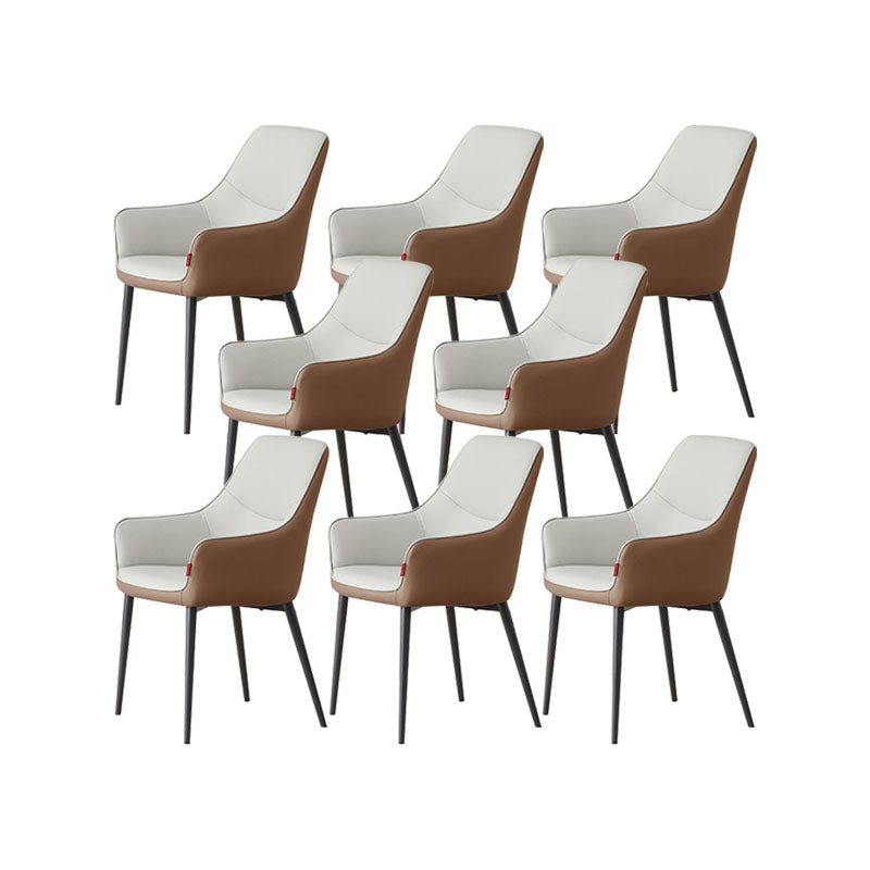 Modern Style Dining Chair Leather Low Back Side Chair for Dining Room Brown White 8 Piece Set Clearhalo 'Dining Chairs' 'Dining Tables & Seating' 'dining_chair' 'furn' 'furn_dining_chair' 'Furniture' 'Kitchen & Dining Furniture' 7264574