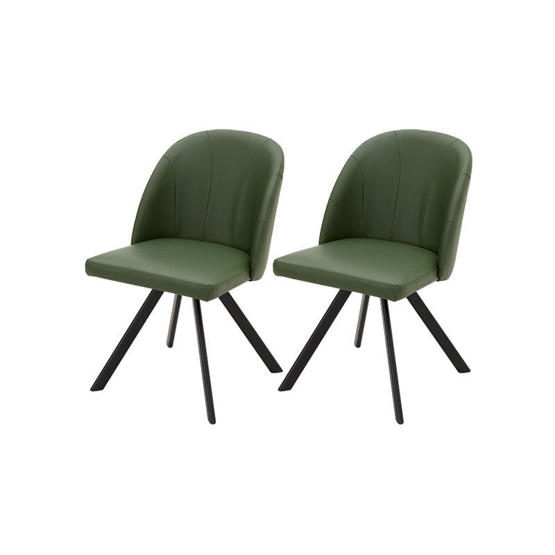 Modern Style Dining Chair Leather Low Back Side Chair for Dining Room Green 2 Piece Set Clearhalo 'Dining Chairs' 'Dining Tables & Seating' 'dining_chair' 'furn' 'furn_dining_chair' 'Furniture' 'Kitchen & Dining Furniture' 7264576
