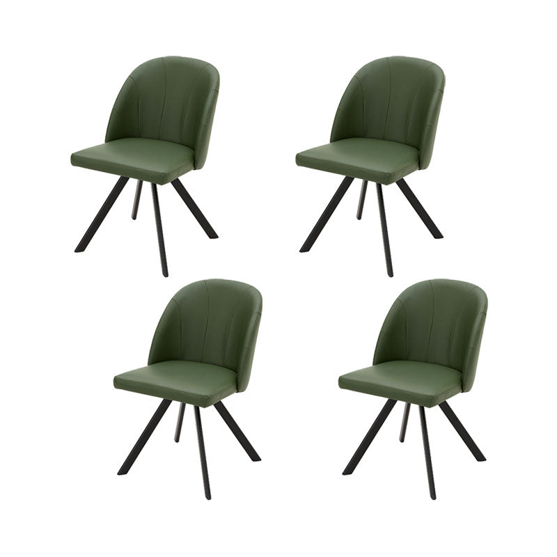 Modern Style Dining Chair Leather Low Back Side Chair for Dining Room Green 4 Piece Set Clearhalo 'Dining Chairs' 'Dining Tables & Seating' 'dining_chair' 'furn' 'furn_dining_chair' 'Furniture' 'Kitchen & Dining Furniture' 7264577