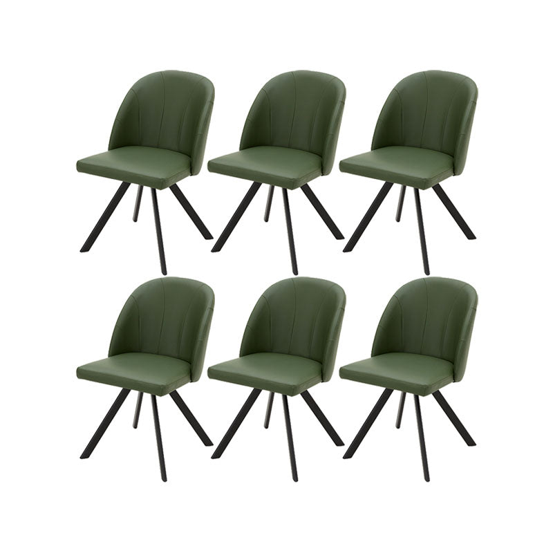 Modern Style Dining Chair Leather Low Back Side Chair for Dining Room Green 6 Piece Set Clearhalo 'Dining Chairs' 'Dining Tables & Seating' 'dining_chair' 'furn' 'furn_dining_chair' 'Furniture' 'Kitchen & Dining Furniture' 7264578
