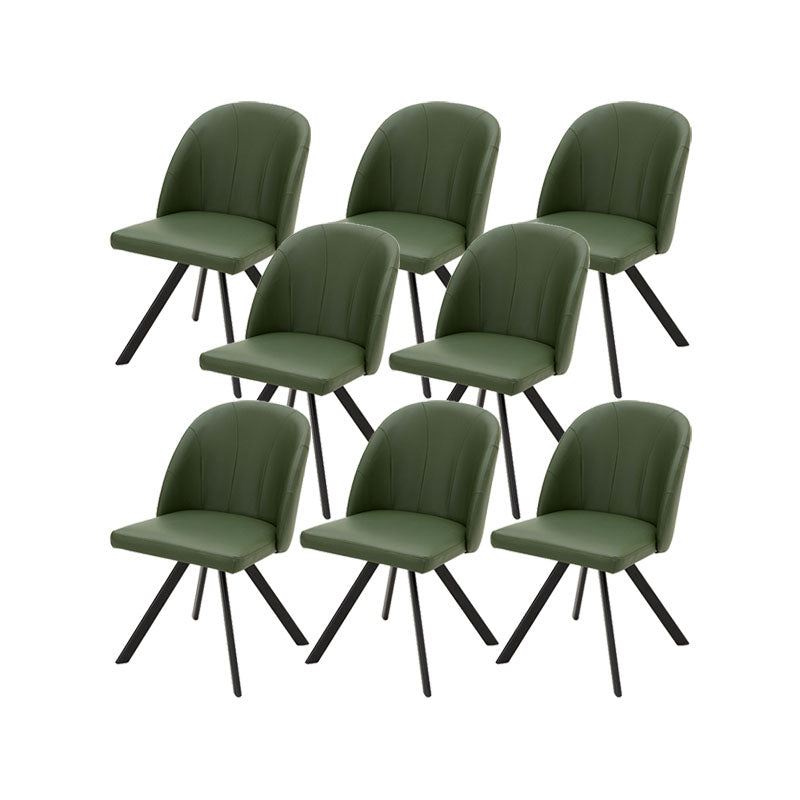 Modern Style Dining Chair Leather Low Back Side Chair for Dining Room Green 8 Piece Set Clearhalo 'Dining Chairs' 'Dining Tables & Seating' 'dining_chair' 'furn' 'furn_dining_chair' 'Furniture' 'Kitchen & Dining Furniture' 7264579