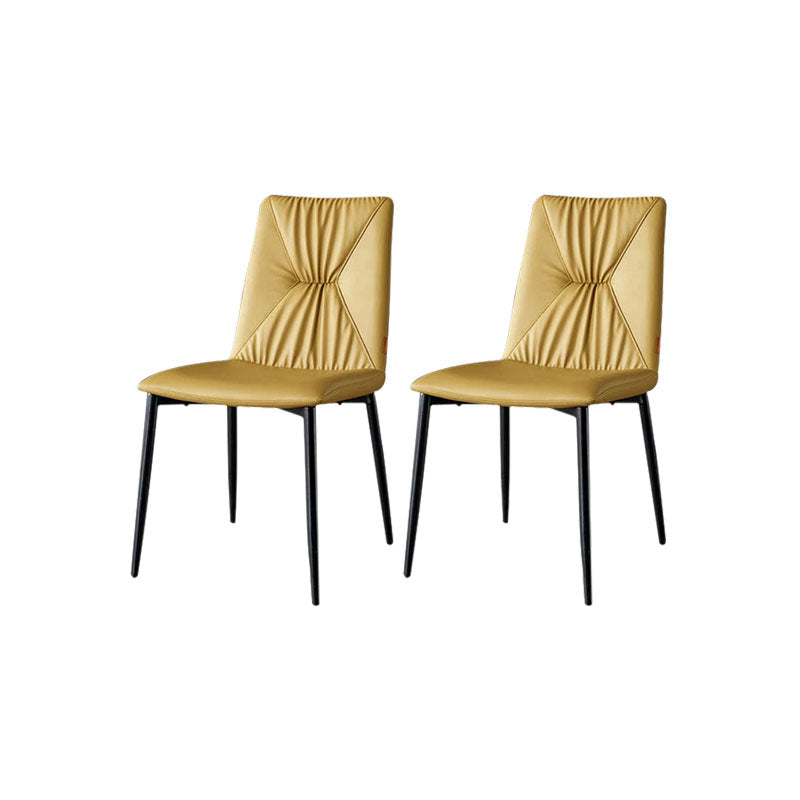 Modern Style Dining Chair Leather Low Back Side Chair for Dining Room Yellow 2 Piece Set Clearhalo 'Dining Chairs' 'Dining Tables & Seating' 'dining_chair' 'furn' 'furn_dining_chair' 'Furniture' 'Kitchen & Dining Furniture' 7264580