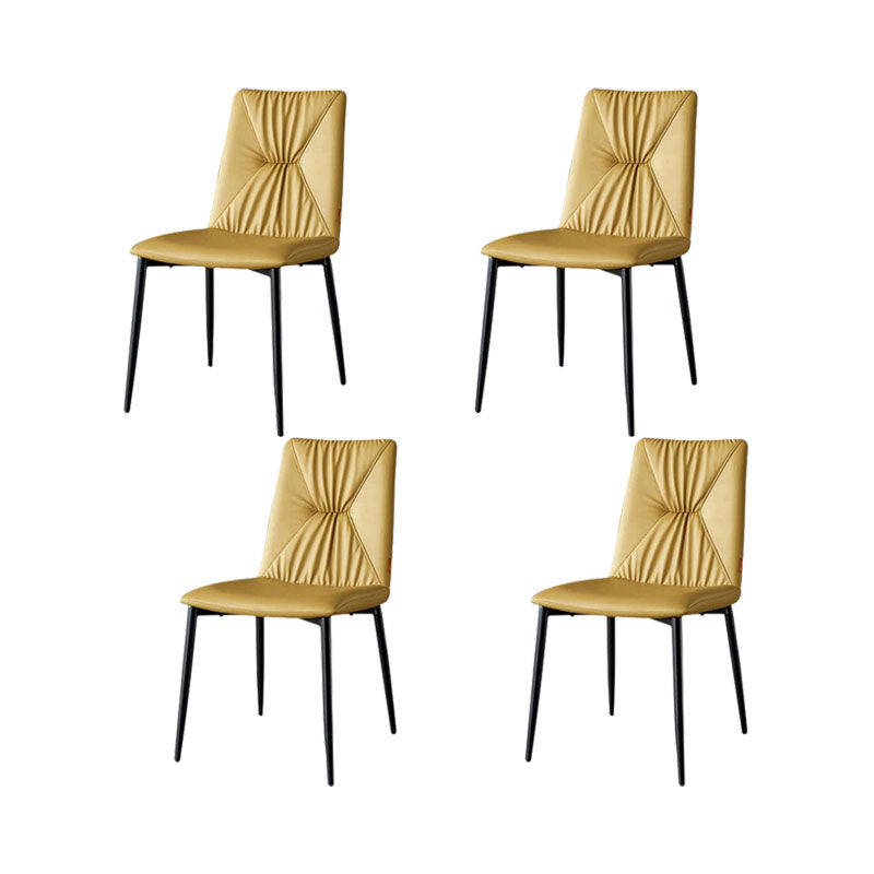 Modern Style Dining Chair Leather Low Back Side Chair for Dining Room Yellow 4 Piece Set Clearhalo 'Dining Chairs' 'Dining Tables & Seating' 'dining_chair' 'furn' 'furn_dining_chair' 'Furniture' 'Kitchen & Dining Furniture' 7264581