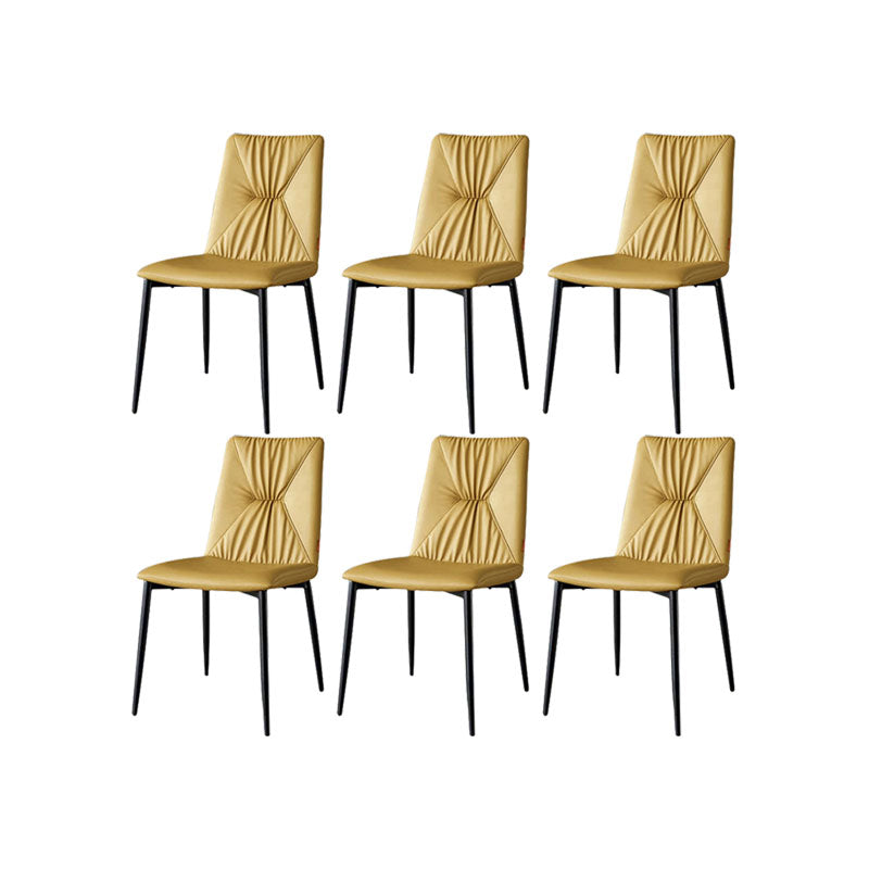 Modern Style Dining Chair Leather Low Back Side Chair for Dining Room Yellow 6 Piece Set Clearhalo 'Dining Chairs' 'Dining Tables & Seating' 'dining_chair' 'furn' 'furn_dining_chair' 'Furniture' 'Kitchen & Dining Furniture' 7264582