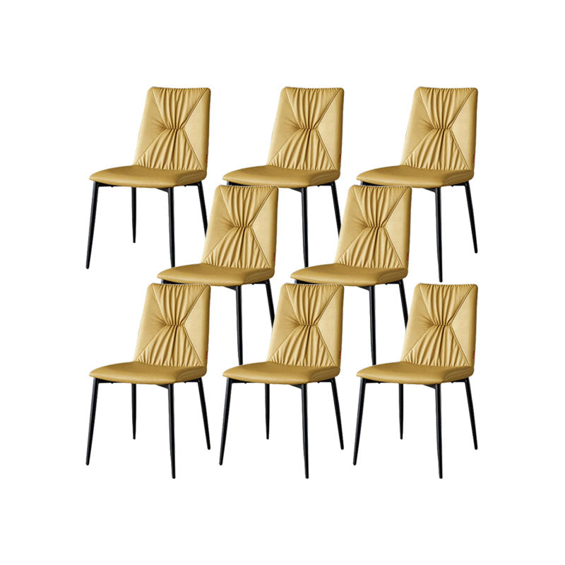 Modern Style Dining Chair Leather Low Back Side Chair for Dining Room Yellow 8 Piece Set Clearhalo 'Dining Chairs' 'Dining Tables & Seating' 'dining_chair' 'furn' 'furn_dining_chair' 'Furniture' 'Kitchen & Dining Furniture' 7264583